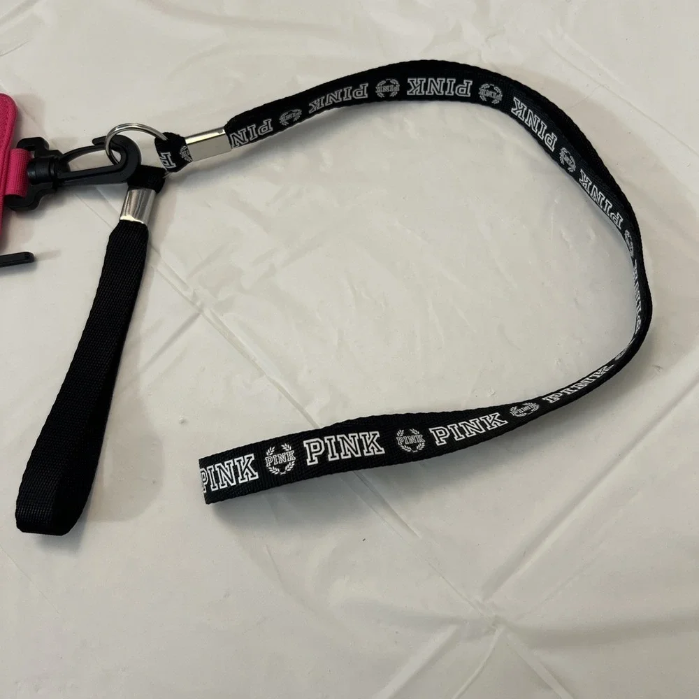Pink VS Wallet Student ID Key Chain Case Badge Holder Lanyard‎ Dog Logo HTF Rare
